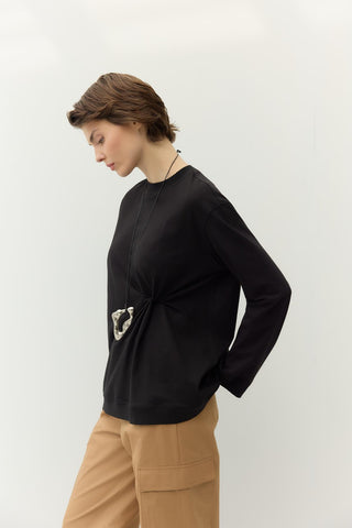 Knot Detail T-Shirt Black