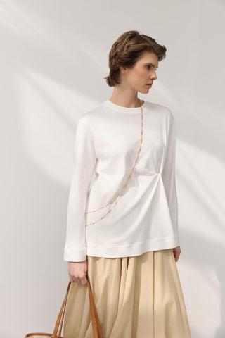 Knot Detail T-Shirt Ecru