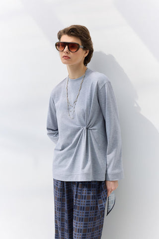 Knot Detail T-Shirt Grey Melange