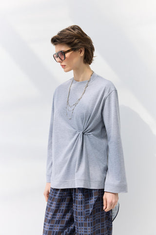 Knot Detail T-Shirt Grey Melange