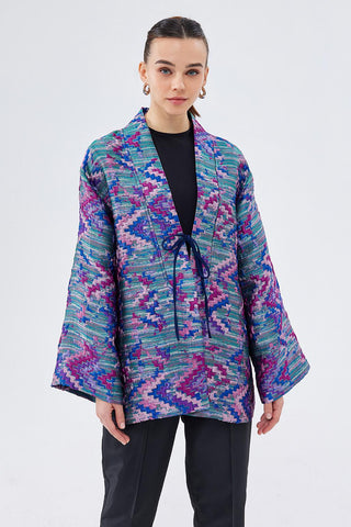 Kobe Taffeta Jacquard Kimono Pastel