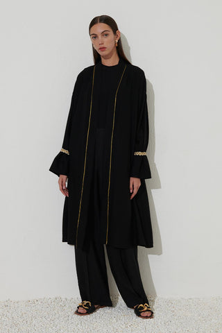 Arm Shirred Kimono Black