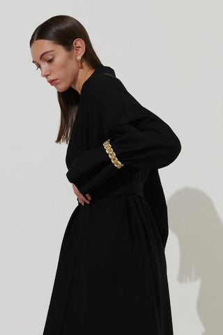 Arm Shirred Kimono Black