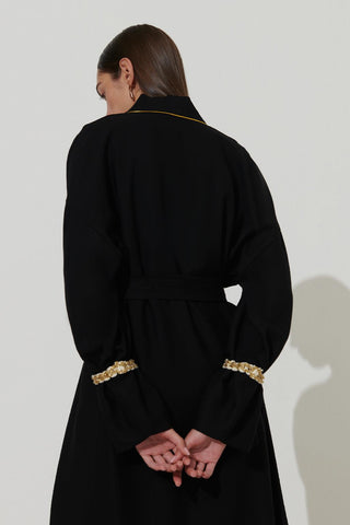 Arm Shirred Kimono Black