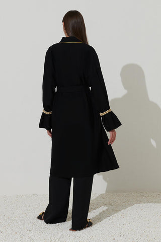 Arm Shirred Kimono Black