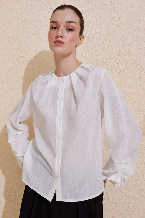 Flam Shirt with Sleeve Detail Ecru