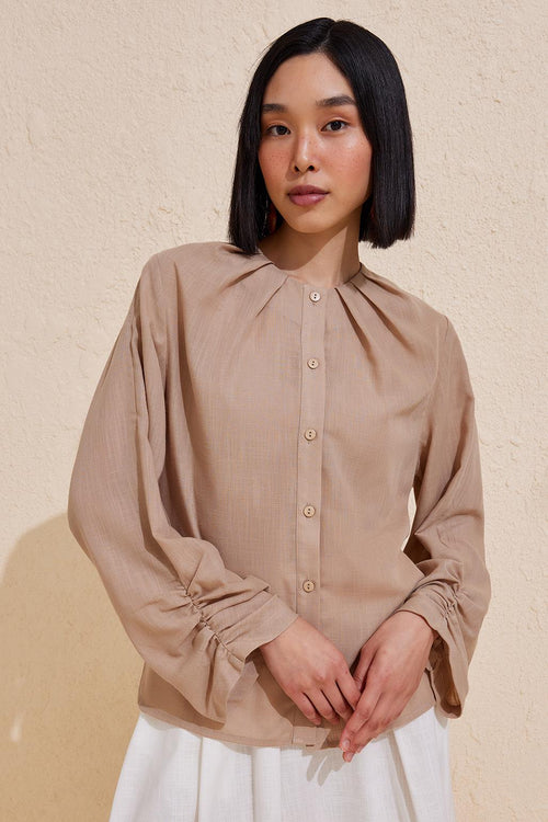 Flam Shirt with Sleeve Detail Safari