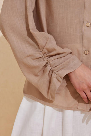 Flam Shirt with Sleeve Detail Safari