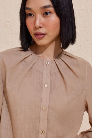 Flam Shirt with Sleeve Detail Safari