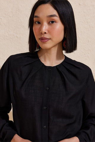 Flam Shirt with Sleeve Detail Black