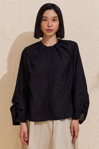 Flam Shirt with Sleeve Detail Black