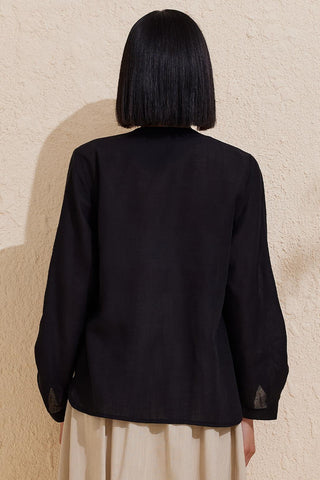 Flam Shirt with Sleeve Detail Black