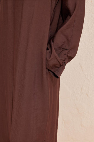 Sleeve Detailed Modal Dress Chocolate Brown