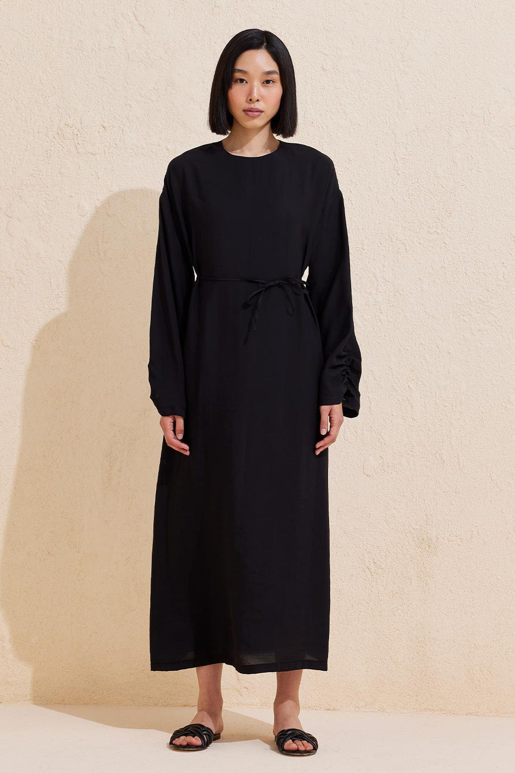 Sleeve Detailed Modal Dress Black – Kadriye Baştürk Global