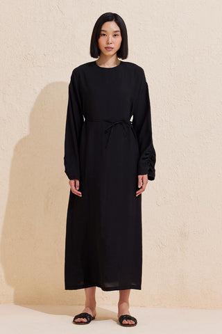 Sleeve Detailed Modal Dress Black