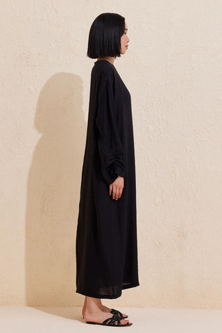 Sleeve Detailed Modal Dress Black