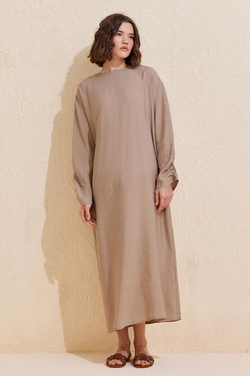 Sleeve Detailed Modal Dress Mink