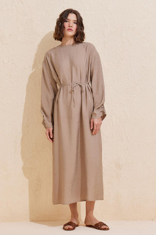 Sleeve Detailed Modal Dress Mink
