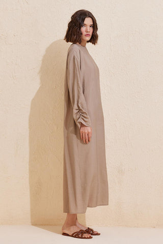 Sleeve Detailed Modal Dress Mink