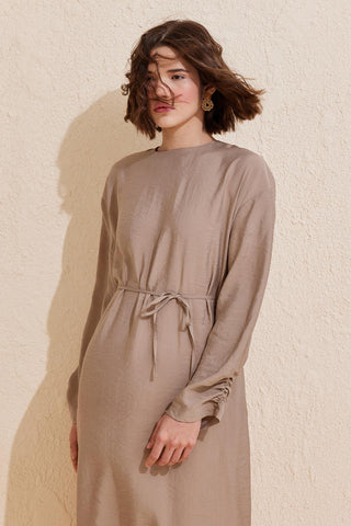 Sleeve Detailed Modal Dress Mink