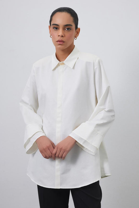 Soho Shirt with Sleeve Detail Ecru