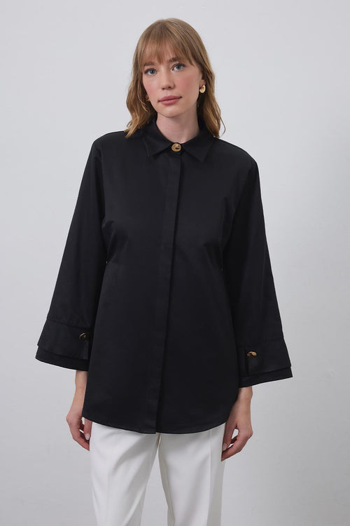 Soho Shirt with Sleeve Detail Black