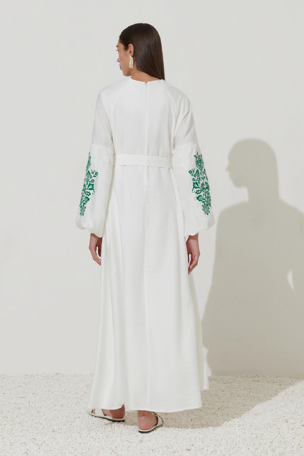 Embroidered Dress Ecru