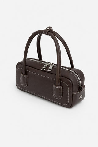 Contrast Stitch Baguette Bag Dark Brown