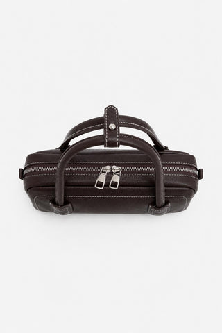 Contrast Stitch Baguette Bag Dark Brown