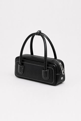 Contrast Stitch Baguette Bag Black