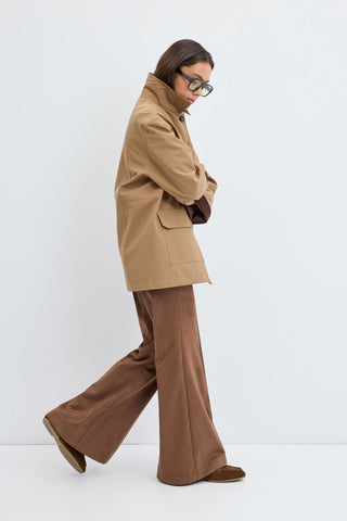 Contrast Collar Gabardine Jacket Camel