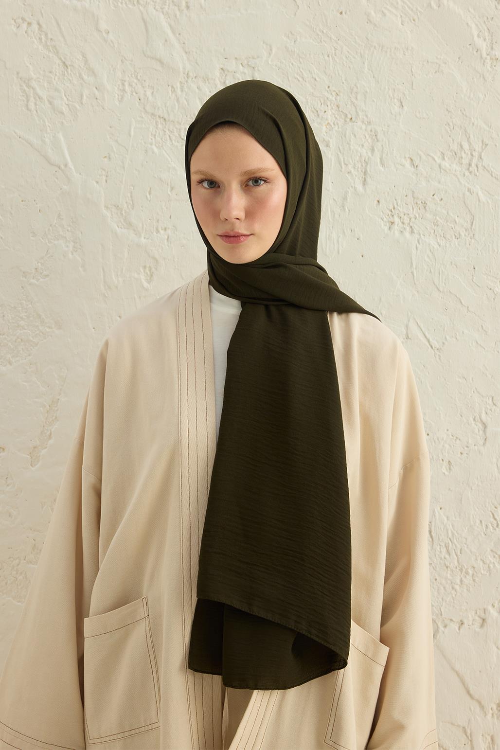 Crepe Krash Shawl Khaki