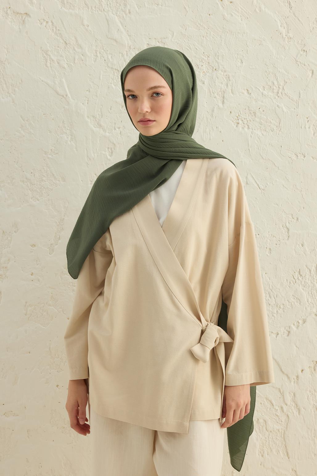 Crepe Krash Shawl Leaf Green