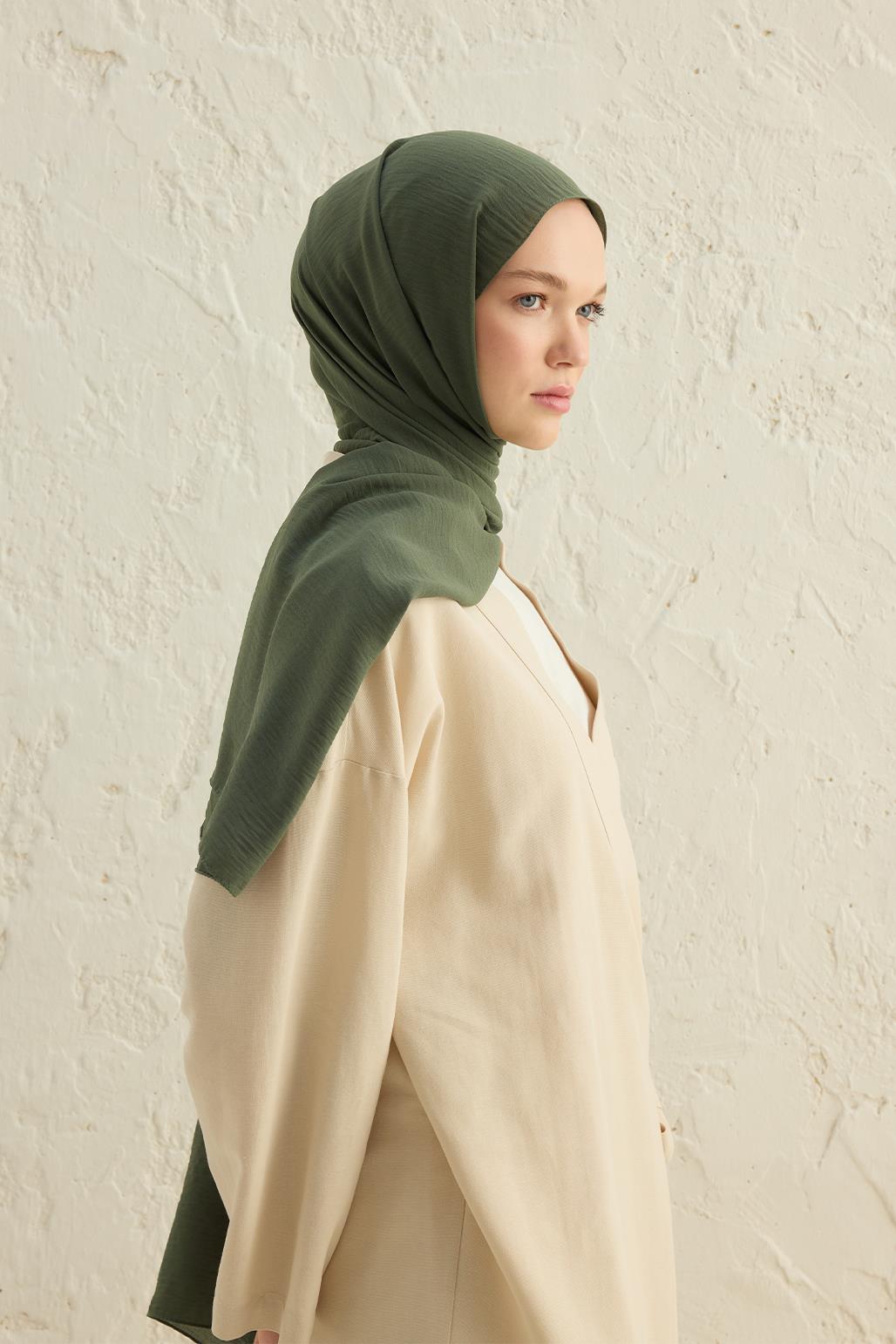 Crepe Krash Shawl Leaf Green