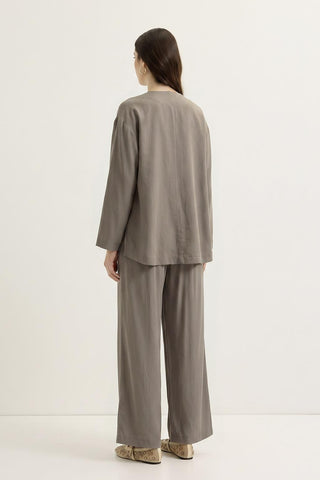 Wrap Front Modal Tunic Trousers Set Mink