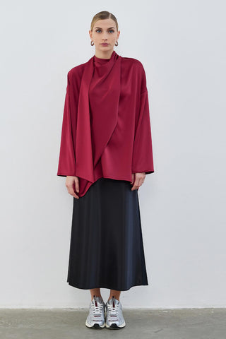 Kuva Satin Scarf Tunic Burgundy