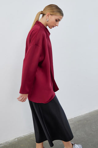 Kuva Satin Scarf Tunic Burgundy
