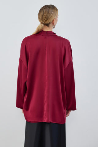Kuva Satin Scarf Tunic Burgundy
