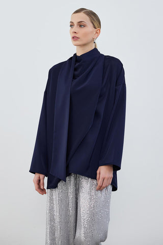 Kuva Satin Scarf Tunic Navy Blue