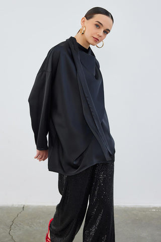 Kuva Satin Scarf Tunic Black