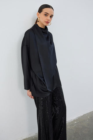 Kuva Satin Scarf Tunic Black