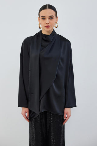 Kuva Satin Scarf Tunic Black