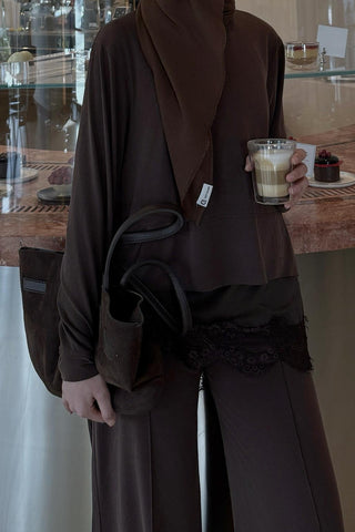 Lace Trim Skirt Lining Brown