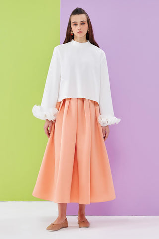 Lady Sleeve Pleat Detailed Blouse Ecru