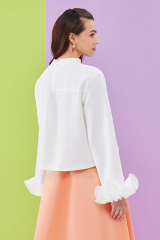 Lady Sleeve Pleat Detailed Blouse Ecru