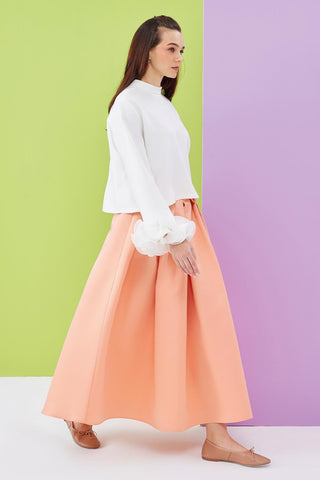 Lady Sleeve Pleat Detailed Blouse Ecru