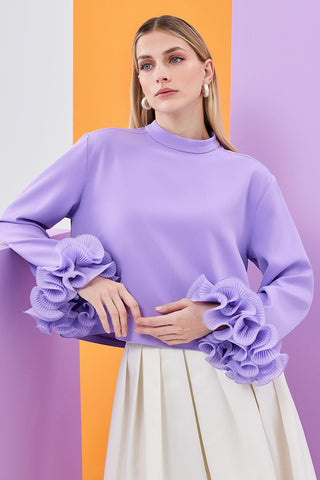 Lady Sleeve Pleat Detailed Blouse Lilac