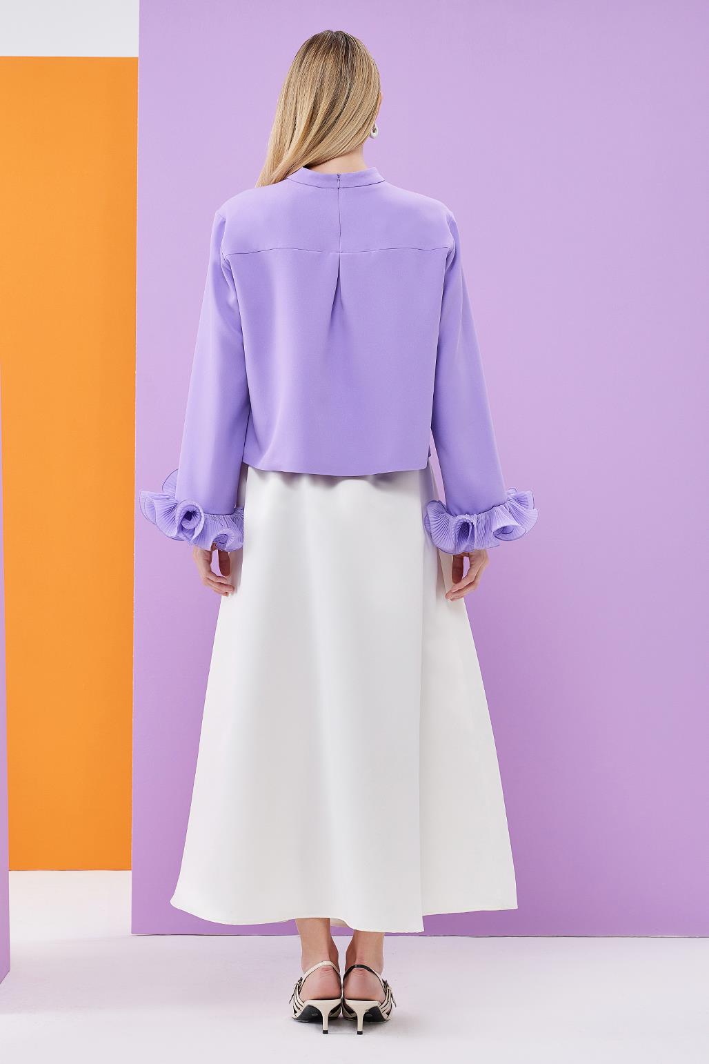 Lady Sleeve Pleat Detailed Blouse Lilac