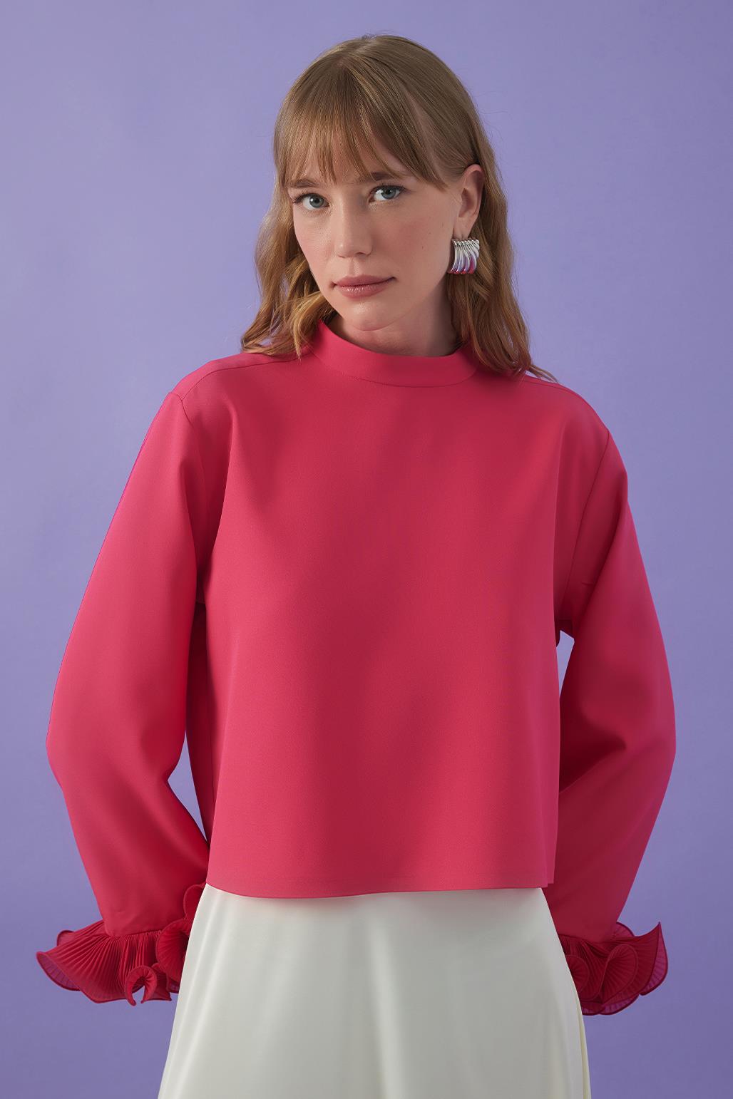 Lady Sleeve Pleat Detailed Blouse Pink