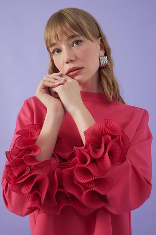 Lady Sleeve Pleat Detailed Blouse Pink